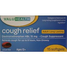 Valuhealth adult Cough Relief Long Lasting Non-Drowsy 15 Softgels ...